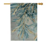 Drapeau de jardin botanique bleu, élégant motif feuille pour décoration extérieure, bannière double face en toile de jute pour décoration de pelouse printemps été 71,1 x 101,6 cm
