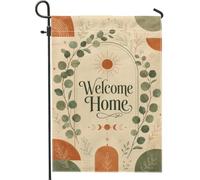 Drapeau de jardin botanique moderne en toile de jute verte double face pour extérieur, terrasse, pelouse, porche, balcon, 30,5 x 45,7 cm