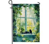 Drapeau de jardin botanique pour fenêtre de chat, drapeau de jardin botanique vert lierre, décoration d'intérieur avec éléments naturels 30,5 x 45,7 cm