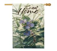 Drapeau de jardin botanique printemps-été, bannière florale violette pour décoration d'intérieur, drapeau double face en toile de jute pour décoration de pelouse extérieure, style maison douce, 71 x