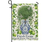 Drapeau de jardin botanique traditionnel en toile de jute verte double face pour extérieur, pelouse, porche, terrasse, entrée, 30,5 x 45,7 cm