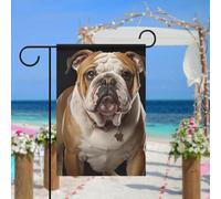 Drapeau de jardin bouledogue anglais pour extérieur, 30,5 x 45,7 cm, drapeau de jardin printemps été, drapeau saisonnier double face, panneau de bienvenue durable pour terrasse, pelouse, cour