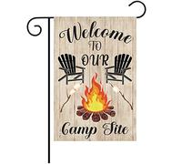 Drapeau De Jardin Camping-Car Pour Camping-Car À Notre Camping-Car Foyer De Camping Drapeaus Décoratif Couleurs Vives Garden Flag Amusante Drapeau De Bienvenue Pour Pelouse Pavillon Home 30X45Cm