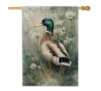 Drapeau de jardin canard colvert, décoration de faune colorée pour le printemps et l'été, bannière extérieure inspirée de la nature, décoration de pelouse double face 71 x 101 cm