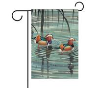 Drapeau de jardin canards mandarins de style chinois pour extérieur, 30,5 x 45,7 cm, drapeaux de bienvenue double face, drapeau de cour pour printemps, hiver, maison, extérieur, décoration de ferme