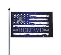 Drapeau De Jardin Cancer Du Cerveau Croyez Au Ruban Gris Américain Drapeaux Personnalisé Résistants Aux Intempéries Pirate Drapeaux Pour Jardin, Festival, Terrasse, 90X150cm