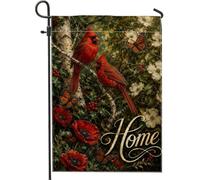 Drapeau de jardin cardinal, nature rustique, papillon, coquelicot, rouge automne, double face, petit drapeau de jardin pour extérieur, porche, pelouse, terrasse, 30,5 x 45,7 cm