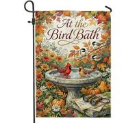 Drapeau de jardin cardinal pour bain d'oiseaux d'automne 30,5 x 45,7 cm
