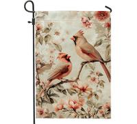 Drapeau de jardin cardinal pour printemps et été, motif oiseaux cardinaux, bannière de jardin, bannière de jardin, bannière double face en toile de jute, décoration de pelouse extérieure, 30,5 x 45,7