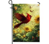 Drapeau de jardin cardinal rouge vif, décoration d'intérieur et d'extérieur, décoration saisonnière double face pour le printemps et l'été, beau thème floral 30,5 x 45,7 cm