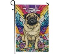 Drapeau De Jardin Carlin Coloré Arc-En-Ciel Animal Ange Printemps Drapeaus Décoratif Antifouling Pride Flag Amusante Garden Flag Pour Patio Pavillon Pelouse 30X45Cm