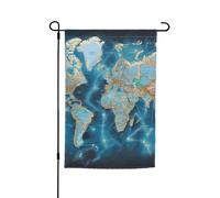 Drapeau de jardin carte du monde 30,5 x 45,7 cm pour printemps, été, automne, hiver, drapeaux saisonniers double face, bannière extérieure et intérieure pour décoration de maison