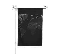 Drapeau de jardin carte du monde noir 30,5 x 45,7 cm pour printemps, été, automne, hiver, drapeaux saisonniers double face, bannière extérieure et intérieure pour décoration de maison