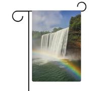 Drapeau de jardin cascade et arc-en-ciel double face 30,5 x 45,7 cm, drapeau vertical en lin, drapeaux de maison durables pour fêtes de vacances décoratives en plein air