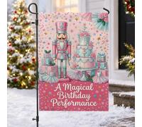 Drapeau de jardin Casse-Noisette Magique Citation Anniversaire Noël 30,5 x | Gâteau de ballerine, drapeau de pelouse, boîtes cadeaux, motif étoile, sucre d'orge, décoration de jardin d'hiver