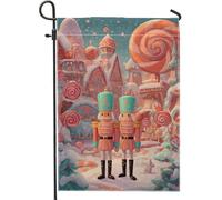 Drapeau de jardin casse-noisette pour Noël, scène de bonbons colorés, décoration extérieure, bannière double face en toile de jute pour décoration de pelouse de vacances, 30,5 x 45,7 cm