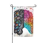 Drapeau de jardin cerveau gauche et droit 30,5 x 45,7 cm, printemps, été, automne, hiver, drapeaux saisonniers double face, bannière d'extérieur et d'intérieur pour décoration de maison