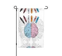 Drapeau de jardin cerveau humain 30,5 x 45,7 cm - Drapeau décoratif en polyester imprimé double face durable pour cour, terrasse et balcon