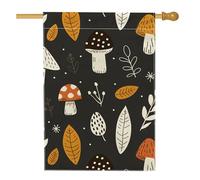 Drapeau de jardin champignon d'automne, feuilles de champignons noires, décoration extérieure, bannière double face en toile de jute pour fête d'automne, 71 x 101,6 cm