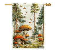 Drapeau de jardin champignon de forêt d'automne, bannière de décoration extérieure, bannière double face en toile de jute, décoration d'automne 71,1 x 101,6 cm