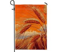Drapeau de jardin champs de blé d'automne, bannière décorative rustique orange, drapeau double face en toile de jute pour décoration de pelouse extérieure de Thanksgiving, 30,5 x 45,7 cm