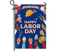 Drapeau de jardin, chapeau festif pour la fête du travail, bleu double face, drapeaux extérieurs décoratifs pour extérieur, terrasse, pelouse, porche, balcon, 30,5 x 45,7 cm