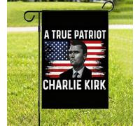 Drapeau de jardin Charlie Kirk « A True Patriot », « Pray for Charlie Kirk Justice Assassination Shooting Hero Freedom Merch » - Drapeau double face pour pelouse de cour - Décoration de jardin