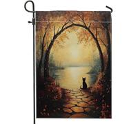 Drapeau De Jardin Chatons D'Automne, Scène De Nature Automnale, Animaux Drapeaux Personnalisée Avec Œillets Bunting Pour Décorations Maison Fête 70X102Cm