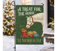 Drapeau de jardin Cheval Hiver Tradition Noël 30,5 x 45,7 cm | Décoration saisonnière d'hiver, drapeau de cour, style ferme, thème traditionnel des vacances, affichage extérieur de cour