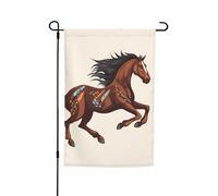 Drapeau de jardin cheval marron 30,5 x 45,7 cm double face printemps été décoratif bannière drapeau de cour petit drapeau saisonnier vacances décoration extérieure