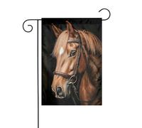 Drapeau de jardin Cheval marron 30 x 45 cm Vertical double face Ferme Vacances Décorations extérieures Drapeau de cour