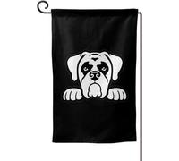 Drapeau De Jardin Chien Boxer Qui Regarde Double Face Drapeau De Bienvenue Imperméable Bannière Pour D'Intérieur Porche Fête 12X18 Inch