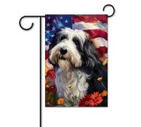 Drapeau de Jardin Chien de berger anglais ancien Bannière de Cour 12x18 | Inch Durable Décoration De Jardin Imperméable Bannière pour D'Intérieur Balcon Intérieur