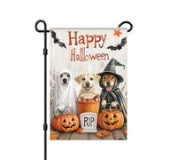 Drapeau De Jardin Chiens Déguisés En Citrouilles Et Fantômes Pour Halloween Bannière Durable Double Face 30X45Cm Drapeau Pour Intérieure Porte