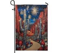 Drapeau de jardin ciel étoilé du désert - Paysage de cactus rouge - Bannière de pelouse extérieure - Bannière double face en toile de jute - Décoration saisonnière de vacances - 30,5 x 45,7 cm