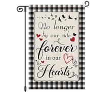 Drapeau De Jardin Cimetière Commémoratif Plus À Nos Côtés Pour Toujours Dans Notre Cœur Tombe À Carreaux Drapeau De Bienvenue Antifouling Garden Flag Couleurs Vives Pride Flag Pour Home 30X45Cm