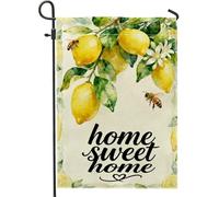 Drapeau de jardin citron, feuille d'abeille botanique printanière, jaune, double face, en toile de jute décorative pour extérieur, porche, pelouse, terrasse, 30,5 x 45,7 cm