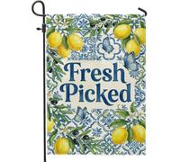 Drapeau de jardin citron, papillon rustique d'été, fleur d'été, jaune, toile de jute double face, drapeaux extérieurs décoratifs pour extérieur, porche, pelouse, terrasse, 30,5 x 45,7 cm