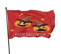 Drapeau de jardin citrouille 0,9 x 1,5 m mignon citrouille d'Halloween avec sourire chapeau de sorcières en colère et étoile rouge fête drapeaux de jardin en polyester maison patio pelouse intérieur