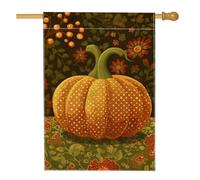 Drapeau de jardin citrouille d'automne, bannière décorative d'automne à pois oranges, drapeau de cour double face en toile de jute, décoration de pelouse extérieure pour Thanksgiving 71 x 101 cm