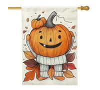 Drapeau de jardin citrouille d'automne, bannière orange souriante Jack-o'-Lantern décoration d'intérieur, drapeau de cour double face en toile de jute, décoration extérieure d'automne 71,1 x 101,6 cm