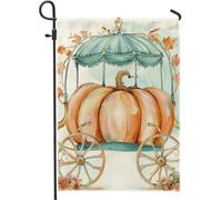 Drapeau de jardin citrouille d'automne, carrosse de citrouille orange, décoration d'intérieur, drapeaux de jardin, art de conte de fées, drapeau de cour, drapeau de cour, fête de vacances, décoration