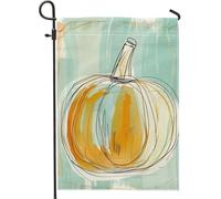 Drapeau de jardin citrouille d'automne, orange et bleu sarcelle, décoration d'intérieur, drapeaux de jardin, art abstrait, drapeau de cour, drapeau de cour double face, décoration de pelouse de fête