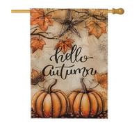 Drapeau de jardin citrouille et feuille d'automne - Bannière décorative orange - Drapeau double face en toile de jute pour décoration de pelouse extérieure d'automne - 71 x 101 cm