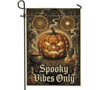 Drapeau de jardin citrouilles citation occulte effrayante Halloween 30,5 x | Symboles occultes, drapeau de cour, décoration de sorcière, bouteilles d'alchimie, art gothique, accents saisonniers