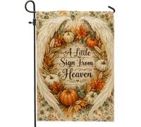 Drapeau de jardin citrouilles, couronne d'automne rustique, feuille d'orange, double face, en toile de jute, drapeaux décoratifs pour extérieur, porche, pelouse, terrasse, 30,5 x 45,7 cm