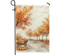 Drapeau de jardin citrouilles de récolte d'automne, feuilles d'automne oranges, décoration d'intérieur, drapeaux de jardin, drapeau de jardin double face en toile de jute, décoration de pelouse