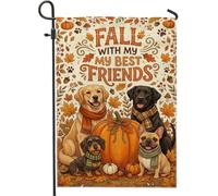 Drapeau de jardin citrouilles, feuille de chien d'automne en toile de jute orange double face, drapeaux décoratifs pour extérieur, terrasse, pelouse, porche, balcon, 30,5 x 45,7 cm
