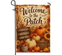 Drapeau de jardin citrouilles, labyrinthe de maïs de tournesol rustique en toile de jute orange d'automne double face pour extérieur, pelouse, porche, terrasse, entrée, 30,5 x 45,7 cm