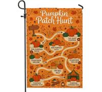 Drapeau de jardin citrouilles, labyrinthe festif ludique feuilles d'automne orange toile de jute double face petit drapeau de jardin cour pour extérieur, pelouse, porche, terrasse, entrée 30,5 x 45,7